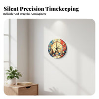 Easy to Hang Round Wooden Look Clock Quartz Movement Vintage Design Wall Clock Battery Operated for Bedroom, Living Room, Kitchen