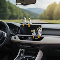 4 Pieces Cute Car Dashboard Ornament Miniature Car Dashboard Decoration Playful Mini Duck Figurine Cartoon for Drivers, Desk, Office