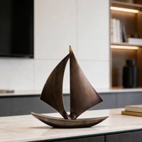 Wooden Sailboat Ornament Tabletop Wooden Sailboat Model Desktop Sailing Boat Display for Living Room, Entryway