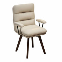 Padded Backrest Upholstered Retro Task Chair Ergonomic Design Swivel Armchair Easy to Assemble Household Furniture Space-Saving for Home Office Workers, Students, Adults, Study Room, Bedroom, Vanity