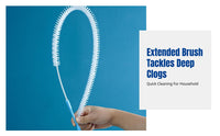 Flexible Drain Clog Remover, Extended Pipe Cleaner, Hair Removal Brush for Sink, Bathroom, Kitchen