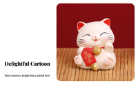 Lucky Cat Figurine Creative Gift Cute Cat Figurine Collectible Item Resin Desk Decoration for Shop Owners, Men, Home Decor, Store, Computer Display