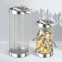 2 Pieces Inground Worm Composting Bin Mesh Worm Composter with Lid Steel in-Ground Composter Well-Aerated for Gardeners, Raised Beds, Backyard
