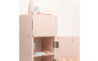 Wooden Play Refrigerator Rounded Edges Wooden Toy Fridge Ice Maker Feature Children's Kitchen Fridge for Children