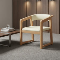 Solid Wood Armchair Firm-Density Foam Cushion Upholstered Dining Chair Ergonomic Design Modern Wooden Accent Chair for Restaurant, Tea Room