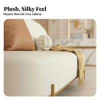 archedhhedd Teddy Settee Creamy aesthetic Sofa Upholstered Reception Bench for Business Owners, Interior Designers, Clothing boutique, cosmetics studio, Lounge Area