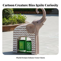 Elephant Trash Can Sculpture Sturdy Fiberglass Construction Giraffe Waste Bin Statue Weather Resistant Cartoon Animal Trash Receptacle for Children