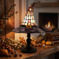 Stained Sorcerer Hat Desk Lamp Vintage Witch Hat Table Lamp Colorful for Reading Corners