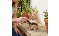 Hand-Painted Resin Rabbit Ornament Textured Rabbit Garden Statue Upright Ears Bunny Garden Ornament Glossy Eyes for Courtyard
