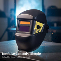 Long-Lasting Auto Darkening Metalworking Helmet Heat Resistant Solar Powered Metalworking Mask Crystal Clear View for Beginners