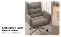 Adjustable Height Upholstered Rolling Armchair 360° Swivel Vanity Stool Luxuriously Soft Cushioning Desk Chair Sturdy Base for Women, Students, Adults, Bedroom, Study Room