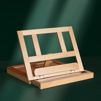 Beechwood Desktop Sketchbox Easel Portable Artist Box with Easel Foldable Art Supply Natural Wood for Studio Work