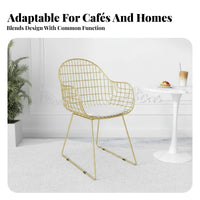 Golden Finish Upholstered Side Chair Nordic Design Wireframe wing-inspired Chair Modern Minimalist Seating Furniture Instagrammable design for Cafe Owners, Interior Designers, Young Adults, Restaurant, Dining Room, Reception Area, Home Office