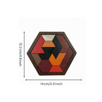 Hexagonal Hexagon Puzzle Interlocking Wooden Reasoning Puzzle Layered Educational Toy Tabletop