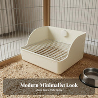 Hare Litter Box Spray Guard High-Rear Pet Toilet Square Pet Toilet with Grate Spill Resistant Guinea Pig Potty Guide