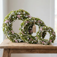 Easter Door Wreath Farmhouse Festive Decor Floral Wreath Round Foliage Circlet for Home, Crafters, Garden, Holiday Parties