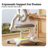 Height Adjustable Ergonomic Student Posture Chair Adaptive Double spine supportrest Ergonomic Splitspine support Chair Stable Base children's Furniture Soft Padded for Students, Kids 6-12, Parents, Studying, schoolwork, Study Room, Bedroom