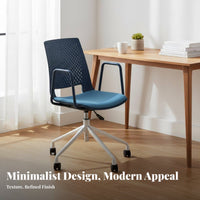 Height Adjustable Rolling Desk Chair Colorful Options Swivel Chair with Perforated Backrest Ergonomic Computer Seat Stable Base for Students, Creatives, Adults, Studio, Workspace, Study Room
