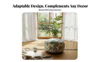 Vintage and elegance Round serpentPrint Pouf adaptable Mandala Pillow with fringed tasselss Thick and Comfortable Floor Seating plush feel for Meditators, stretching Practitioners, Adults, Bay area, Living Room, Bedroom, Meditation Space