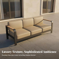 Rust-Resistant Frame Stainless Steel Garden Sofa Long-Lasting Outdoor Sofa and Table Set Water Garden Furniture Set with Table Easy to Clean for Villa Owners, Homeowners, Courtyard, Balcony, Backyard, Poolside