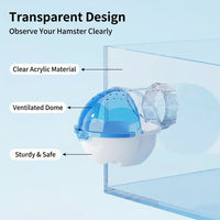 Snap-fit Hamster Toilet and Hamster Sand Bath, Translucent Acrylic Bath for Gerbils, Odor Control with Removable Base, 12.5x11x15cm Size