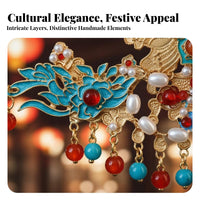 Classical Theater Headwear Intricate Features Chinese Design Hair Crown Red Decorative Puff Headpiece Handmade Ancient Tassel