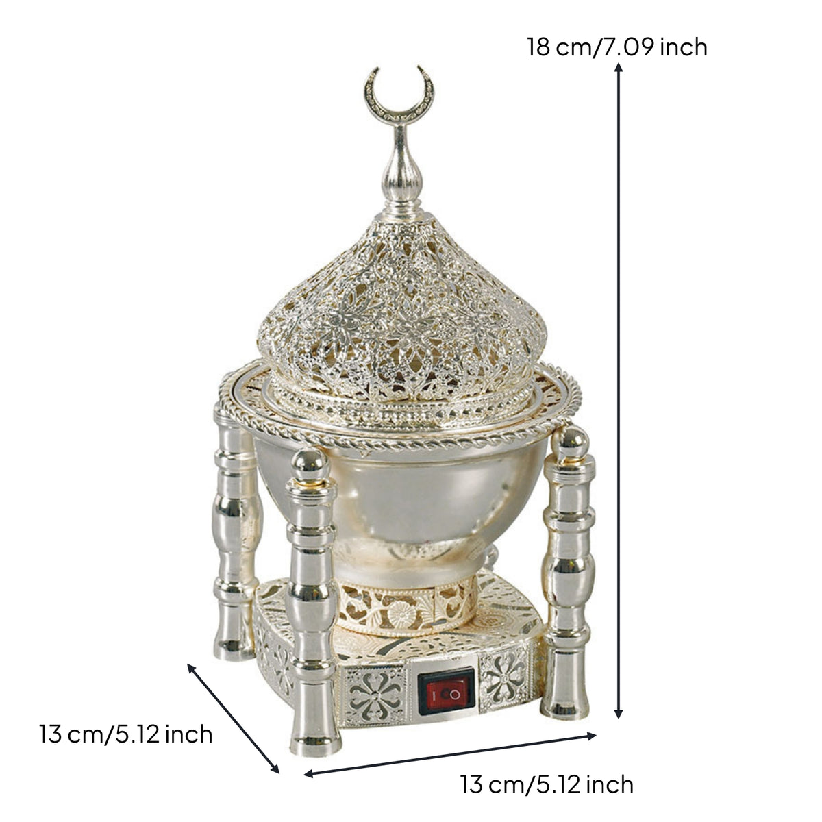 Electric Incense Burner Ornate Incense Burner with Lid Warmer Metal Filigree for Prayer Room, Home