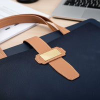 Hand Carry A4 Document Bag Large Capacity Leather File Bag Wear-Resistant Portable Contract Folder 2 Pockets for Professionals, Business People, Travel