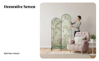 French Retro Design Multi-Panel Folding Partition Movable & Freestanding Room Divider Decorative Accent Piece Privacy Screen Space-Saving for Apartment Dwellers, Office Workers, Business Owners, Entryway, Bedroom, Digital Background, Restaurant