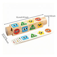 Picture Cards Wooden Rotating Puzzle Smooth Wood Matching Block Toy Fine Motor Skills Cartoon Face Puzzle Logical Thinking