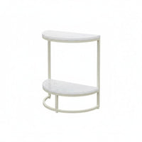 C-Shaped Design dual-level Halfcircular table Modern aesthetic 2-Tier Accent Table Space-Saving Nightstand Movable for Apartment Dwellers, Homeowners, Students, Living Room, Bedroom, Small Spaces, Entryway