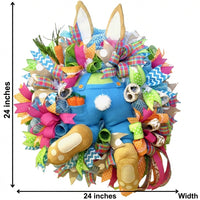 Easter Bunny Wreath Festive Atmosphere Bunny Ribbon Wreath Multi-Layered Ribbons Spring Door Decoration for Homeowners, Porch, Living Room, Fireplace