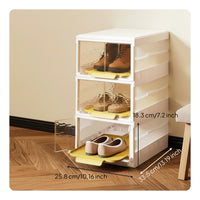 3 Pieces Dustproof Stackable Shoe Box Space Saving Clear Shoe Container Dust Unrestricted Sneaker Display Case Easy Reach for Closet, Entryway, Bedroom