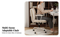 Height Adjustable pivot Chair with Casters Ergonomic rear supportrest Upholstered Armless Rolling Chair paddinged Seat Office Furniture firm support padding for Students, Teens, Adults, Study Room, Bedroom, Small Apartments
