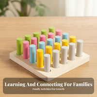Wooden Peg Board Toy Bright Colors Wooden Peg Board Smooth Pegs Fine Coordination Practice Toy for Young Children, Preschoolers