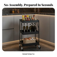 3-Tier Rolling Cart Easy Assembly 3 Tier Storage Rack Heavy Duty for Living Room