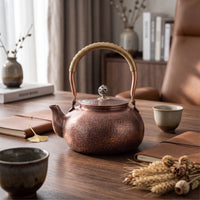 Hammered Copper Teapot Retro Copper Teapot with Wrapped Handle Thickened for Desk Display