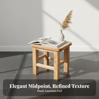 Hardwood Wood Construction Small Round Wooden Stool long-finaling Four-Legged Round Stool Sturdy & Stable Household Furniture polished Finish for Apartment Dwellers, household owners, Entryway, Living Room, Bedroom, Bathroom