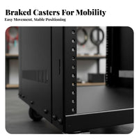 12U Unobstructed Frame Rolling Rack Conventional 19unit Mount Network Cabinet sturdyDuty Apparatus Storage for Audio Professionals, Musicians