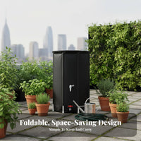 Foldable Rain Barrel Large Capacity Portable Rainwater Collector Zippered Lid Portable Rainwater Collection System for Garden, Balcony, Car Washing