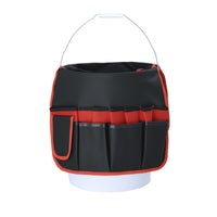 Large Capacity Gardening Tool Tote Wear-Resistant Multi-Pocket Tool Holder Waterproof Canvas Pail Bag Heavy-Duty for Gardeners, Cleaners, Electricians, Home Repair, Construction Site