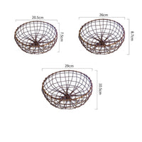 Copper-Toned Wire Storage Basket Hand-Woven Wire Fruit Basket Round Shallow for Countertop