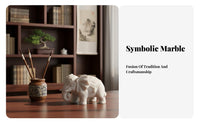 2 Pieces Small Marble Elephant Sculptures St an Carved Good Fortune Nese Design Elephant Ornament Auspicious Symbol House Decoration for Desk