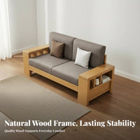 Rubber Wood Frame Sofa Firm Foam Solid Wood Sectional Sofa Sturdy Construction Textile Cushion Couch Set for Families, Apartment Dwellers, Home