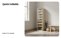 Large Capacity Foldable Shoe Cabinet Sturdy Construction Stackable Shoe Organizer Ventilated Design Clear Door Storage Cabinet for Entryway, Closet, Bedroom, Living Room