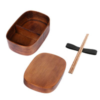 Wooden Bento Box Traditional Container Natural for Office Workers, Students