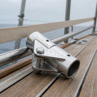 Bimini Swivel Joint Stainless Steel 316 Swivel Joint Pipe Connector Clamp-Style Hinge Connector Polished Silver Bimini Top Hinge