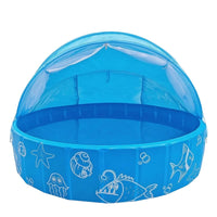 PVC Inflatable Pet Pool Sunshade Canopy Round Pet Pool Drain Valve Non-Slip Doggie Bathtub Sea-Creature Print