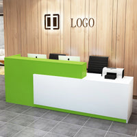 Modern Reception Desk Sturdy Construction L-Shaped Front Desk Heavy Duty Cashier Wrap Counter for Business Owners, Office Managers, Spa, Hotel, Lobby