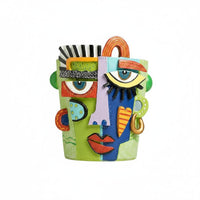 Artistic Picasso Head Vase Funny Artistic Face Planter Handmade Look Abstract Face Vase for Tabletop, Indoor Display